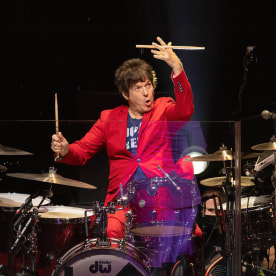 Clem Burke from Blondie performs at the Leeds First Direct Arena in 2022.