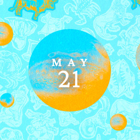Planets over a collage of zodiacs