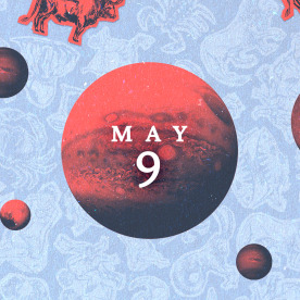 Planets over a zodiac collage 