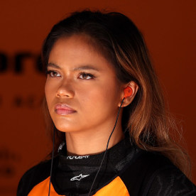 Bianca Bustamante of Philippines and ART Grand Prix (16) prepares to drive in the garage prior to F1 Academy Testing at Jeddah Corniche Circuit on February 20, 2024 in Jeddah, Saudi Arabia. 
