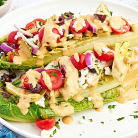 Grilled Romaine Mediterranean Salad.
