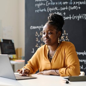 Teacher working at her desk