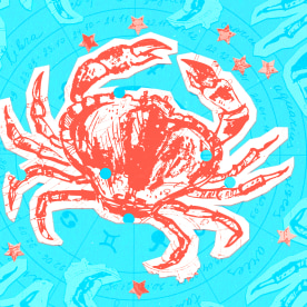 Zodiac collage on a color background