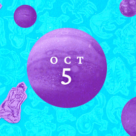 Planets over a zodiac collage