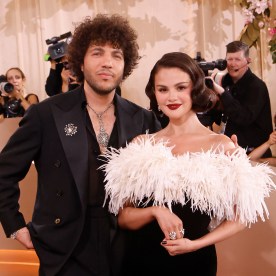 Benny Blanco and Selena Gomez at the Golden Globe Awards on Jan. 11, 2026 in Beverly Hills.