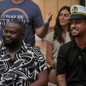  PJ (Marc-Sully Saint-Fleur) and Anthony from "Jury Duty Presents: Company Retreat."