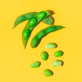 Fresh Soybeans Edamame On A Yellow Colored Background