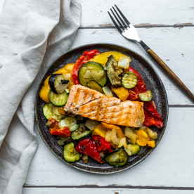 roasted salmon with vegetables
