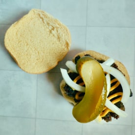 A homemade dough burger.