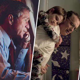 George Bush in “9/11: Inside the President’s War Room” (2021). Thomas Horn and Tom Hanks in "Extremely Loud and Incredibly Close." Photo still from "United 93."
