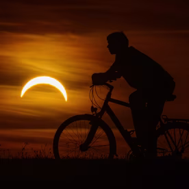 A view of a partial solar eclipse in Sarajevo, Bosnia and Herzegovina, on Aug. 12, 2026.