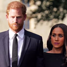 The Prince and Princess of Wales Accompanied By The Duke And Duchess Of Sussex Greet Wellwishers Outside Windsor Castle