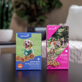Girl Scouts Sparkables for humans with allergies and Patch Pals for dogs.