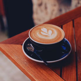 Cappuccino on a cafe table