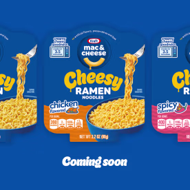 Kraft Mac & Cheese's new Cheesy Ramen, which comes in three flavors.