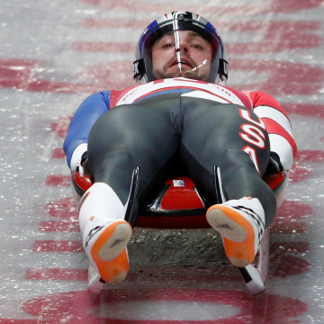 Chris Mazdzer of the U.S. participates in the men's singles Luge competition on Feb. 10.