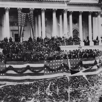 Image: President Ulysses S. Grant delivers his inaugural address on the east portico of the U.S. Capitol on March 4, 1873.