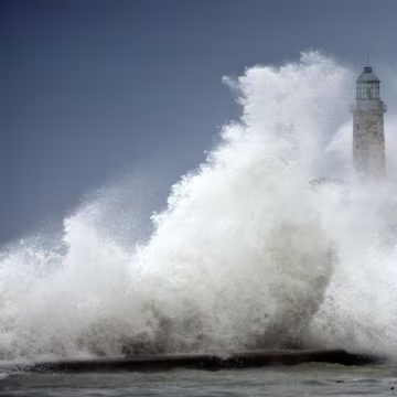Image: Waves crash into El Morro after the passing of Hurricane Irma, in Havana,