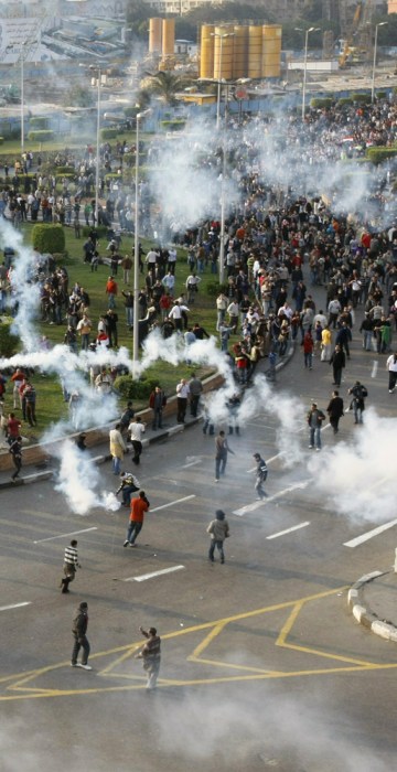 Image: Tear gas smoke fired by Egyptian police