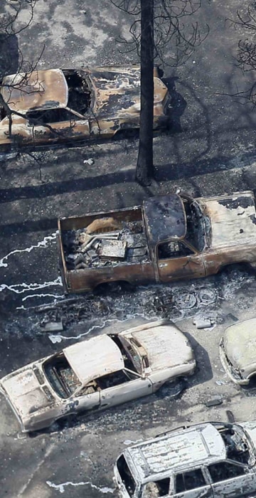 Image: An aerial view of burned out vehicles in the aftermath of the Black Forest Fire in Black Forest, Colorado