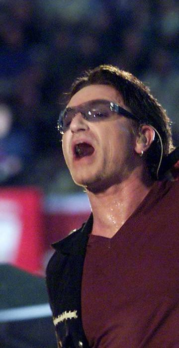 Bono, singer with the Irish rock group U2, opens h