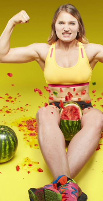 Olga Liashchuk - Fastest time to crush three watermelons with the thighs
Guinness World Records 2015
Photo Credit: Paul Michael Hughes/Guinness World Records