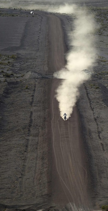 Image:  Toby Price rides his motorcycle during Stage 6 of the Dakar 2016