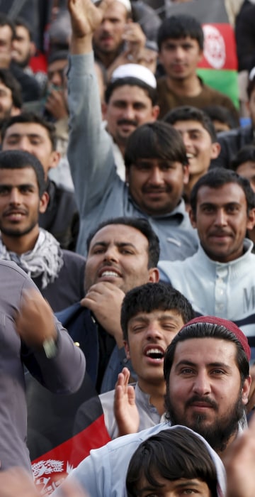Image: Afghan cricket fans welcome Afghanistan's national cricket team, after their Twenty20 world cup tournament, in Kabul