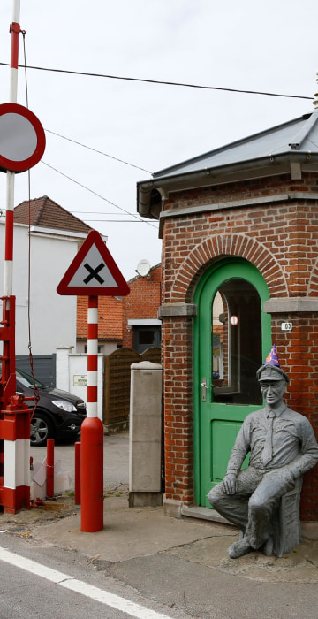 Image: A old customs post at the border between Belgium and France in Alveringem