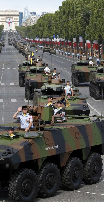 Image: French 16th hunter battalion attend the Bastille Day military parade on the Champs-Elysees in Paris