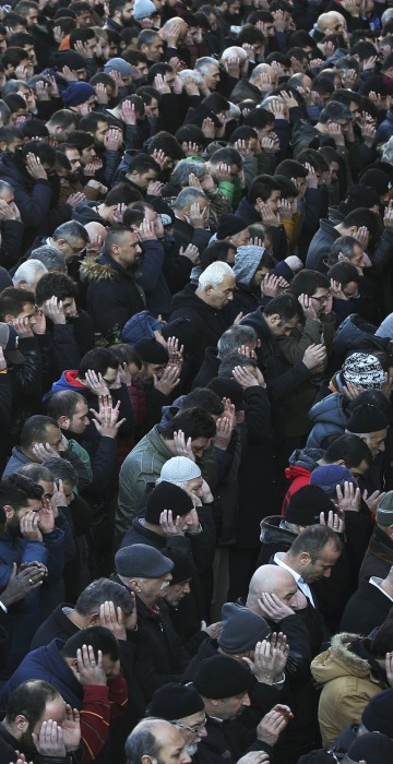 Image: Mourners pray during the funeral of Yunus Gormek, 23, one of the victims of the attack at a nightclub on New Year's Day, in Istanbul on Jan. 2, 2017.