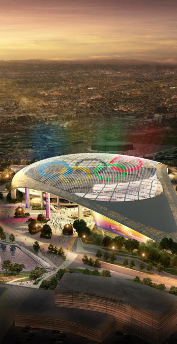 Image: Los Angeles' Olympic bid committee rendering shows how L.A. Stadium at Hollywood Park would look like after receiving an Olympics-style makeover