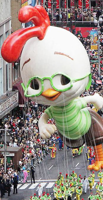 On Nov. 25, 2004, Chicken Little made his debut as a giant helium balloon. He was the star of an animated Disney version of the classic children's tale that debuted in theaters the following July.