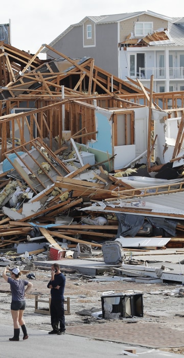 Rescue personnel perform a search in the aftermath of Hurricane Michael in Mexico Beach