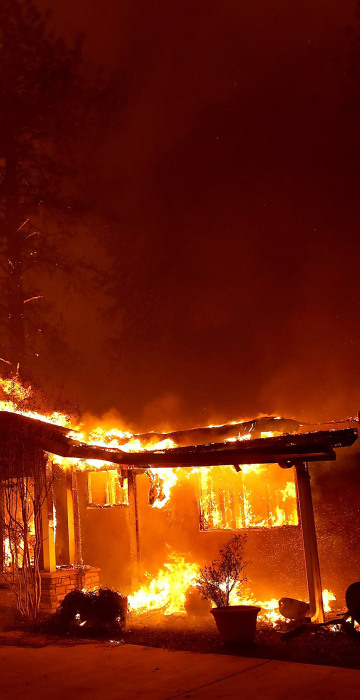 A home burns in Paradise, California.