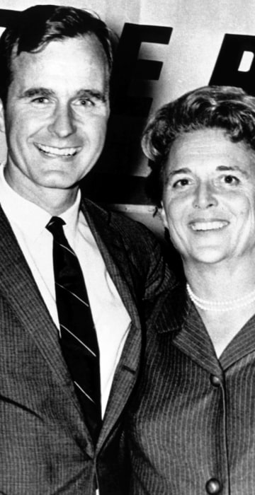 George Herbert Walker Bush poses with his wife Bar