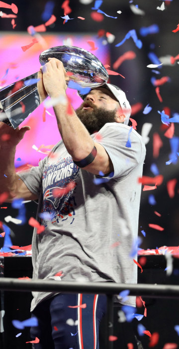 New England Patriots wide receiver Julian Edelman (11) with the Vince Lombardi Trophy after winning Super Bowl LIII against the Los Angeles Rams at Mercedes-Benz Stadium in Atlanta.