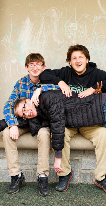 Sean Garner, a 15-year-old with autism, having fun with his friends