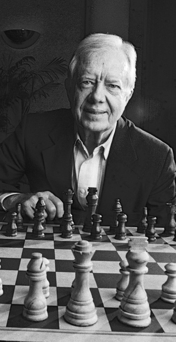 Image: Jimmy Carter With Hand Tooled Chess Set