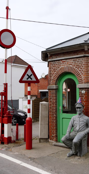 Image: A old customs post at the border between Belgium and France in Alveringem