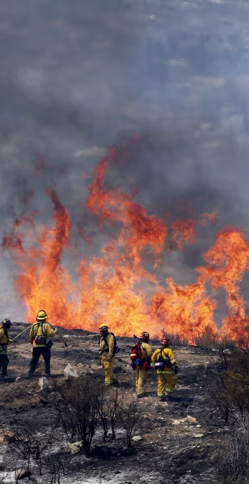 Image: Firefighters let a small area of the Sand Fire burn out near Acton