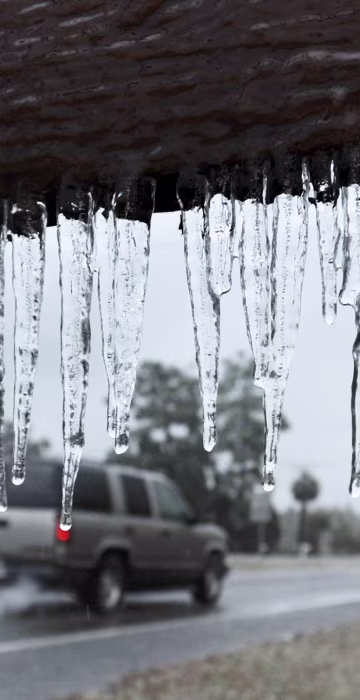 Image: Icicles hang from the \"Welcome to Hilliard sign\" in Hilliard,