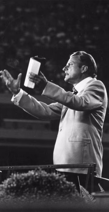 Image: Billy Graham addressing a crowd