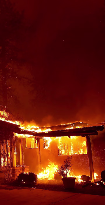 A home burns in Paradise, California.