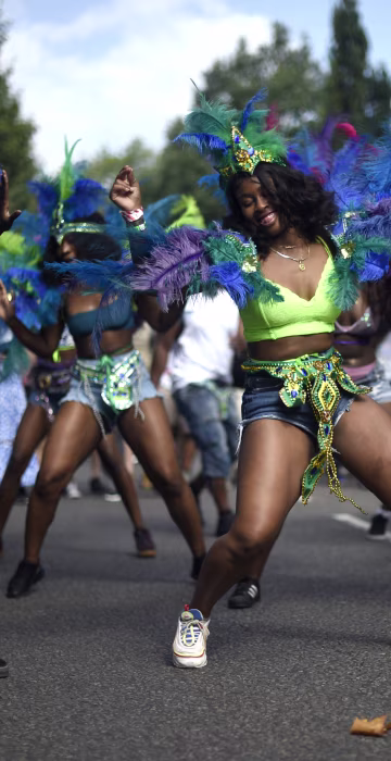 Image: Performers practice before the start of the Notting Hill Carnival in London, England, on Aug. 25, 2019.