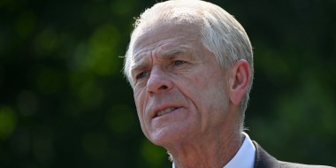 Image: White House adviser Peter Navarro speaks to reporters outside the West Wing in Washington