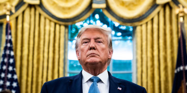 Image: President Donald Trump in the Oval Office on Oct. 8, 2019.