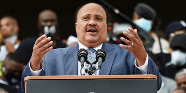 Martin Luther King III speaks during the March on Washington at the Lincoln Memorial on Aug. 28, 2020, in Washington.