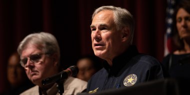 Texas Gov. Greg Abbott at a press conference at Uvalde High School on May 25, 2022 in Uvalde, Texas.