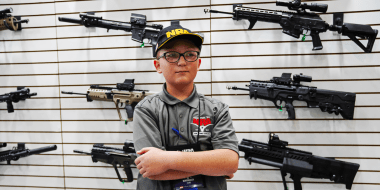 A young visitors at the annual NRA convention in Houston on May 27, 2022.